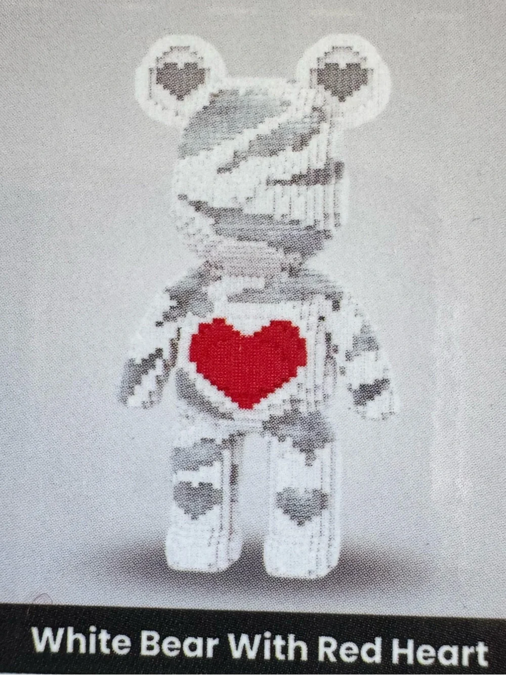 Teddy Blocks White Bear Red Heart 3600 pcs DIY building blocks